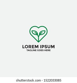 love leaf logo design template - vector