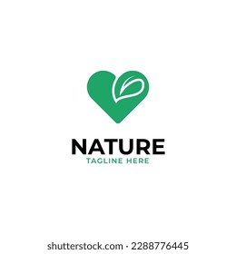 Love leaf logo design vector template illustration idea