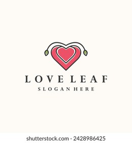 Love Leaf logo design vector
