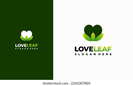Love Leaf logo designs concept vector, Nature logo template icon