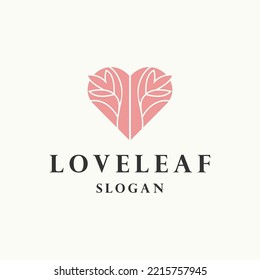 Love leaf logo icon design template vector illustration
