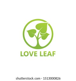 Love Leaf Logo Template Design