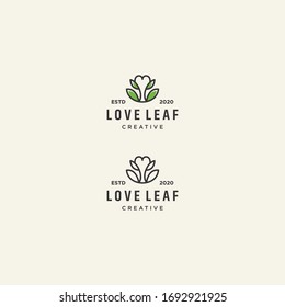 Love Leaf logo template design in Vector illustration 