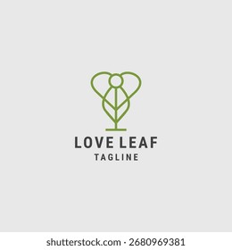 Love leaf logo vector icon illustration style