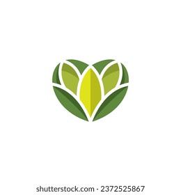 Love Leaf Nature Logo Design. Herz-Eco-Logo