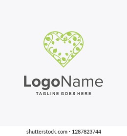 love with leaf organic nature tree for decoration care logo designs
