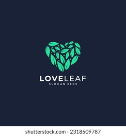 love leaf shape logo design