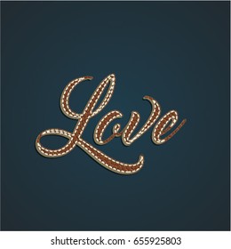 'Love' leather sign, vector illustration