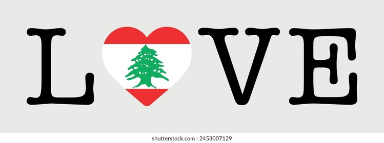 I Love Lebanon flag heart icon vector illustration