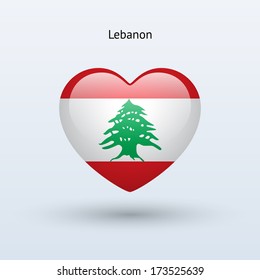 Love Lebanon symbol. Heart flag icon. Vector illustration.