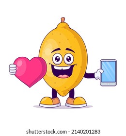 With love lemon cartoon mascot character vector illustration design