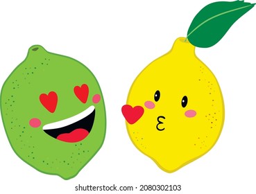 Love of lemon and lime. Vector illustration