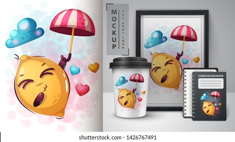 Love lemon - mockup for your idea. Vector eps 10