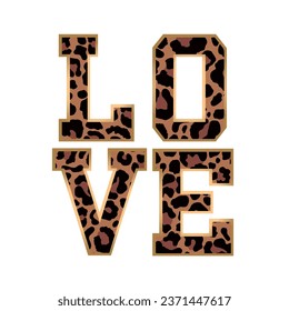 camiseta de texto de la moda de la letra de la cita del leopardo de amor 