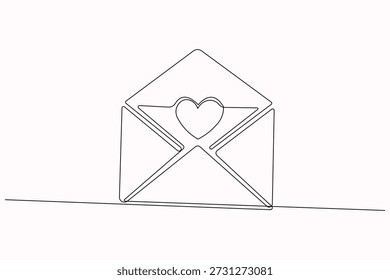 Love letter abstract continuous line romantic outline illustration