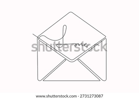 Love letter abstract continuous line romantic outline illustration