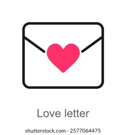 Love Letter and affection icon concept