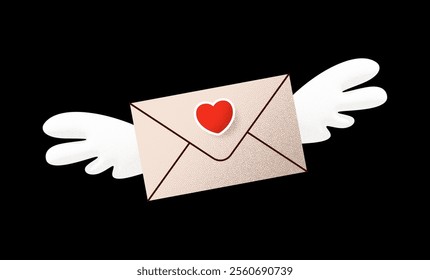 love letter angel wing Valentines day minimal love letter vector illustration..