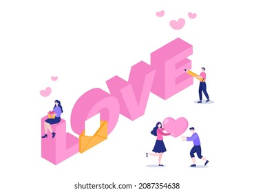 Love Letter Background Flat Illustration for Messages of Love  Fraternity or Friendship in Pink Color Usually Given on Valentine's Day in an Envelope or Greeting Card 