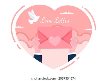 Love Letter Background Flat Illustration for Messages of Love  Fraternity or Friendship in Pink Color Usually Given on Valentine's Day in an Envelope or Greeting Card 