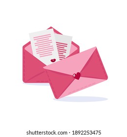 Love letter from beloved. Reading love message. Opened love message 