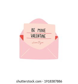 Love letter or billet-doux. Happy valentines day and weeding design elements. Vector illustration.