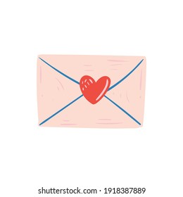 Love letter or billet-doux. Happy valentines day and weeding design elements. Vector illustration.