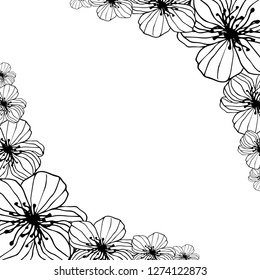 Love letter, Blank template with floral frame. Love lettering for weddings, love note. 