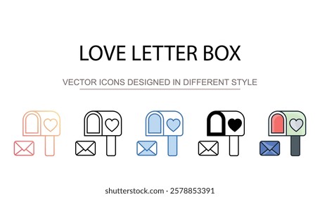 Love Letter Box icon design with white background stock illustration