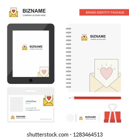 Love letter Business Logo, Tab App, Diary PVC Employee Card and USB Brand Stationary Package Design Vector Template