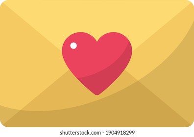 Love Letter by eMail Concept, Enveloper with heart Vector Icon Design, Love and Romance Symbol on White background, Valentines Day Sign,