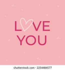 Love letter love card post card happy valentine's day february 14 th date couple vector illustration typography i love you romantic hearts background invitation pink wedding modern graphic pattern 