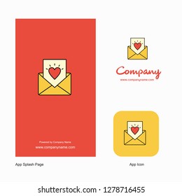 Love letter Company Logo App Icon and Splash Page Design. Creative Business App Design Elements