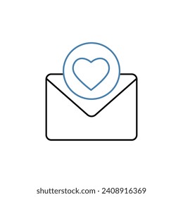love letter concept line icon. Simple element illustration. love letter concept outline symbol design.