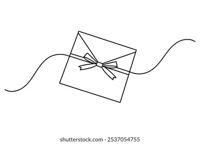 Dibujo continuo de una línea de la letra del amor y diseño del Vector del contorno del día de San Valentín