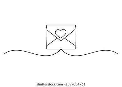 Dibujo continuo de una línea de la letra del amor y diseño del Vector del contorno del día de San Valentín