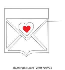 Love letter continuous single line outline vector art drawing and simple one line minimalist design