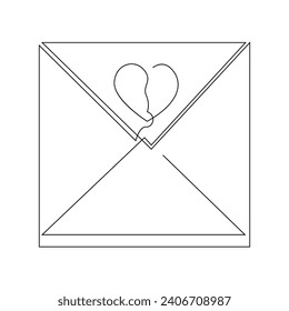 Love letter continuous single line outline vector art drawing and simple one line minimalist design