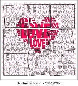love letter creative broken background with red broken love heart together vector print pattern for valentines day gift and fashion trends t shirt printing, screen printing, poster, gift card design