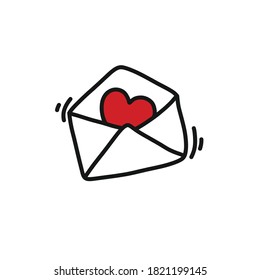 love letter doodle icon, vector illustration