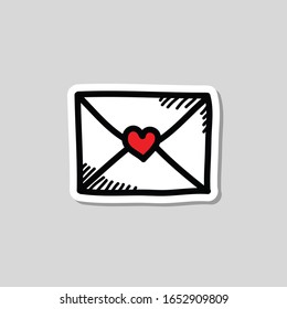 pegatina de doodle de carta de amor, ilustración vectorial