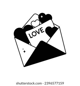 Love letter doodle vector outline Sticker. EPS 10 file