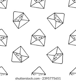 Love letter doodle vector seamless pattern on white background