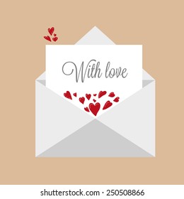 With love letter and envelope