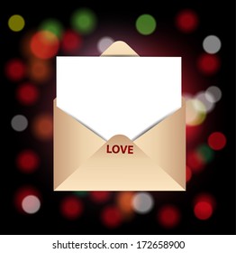 For the love letter envelope and bokeh