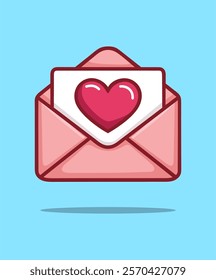 Love Letter With Envelope Cartoon Icon Illustration.