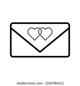 Love Letter envelope concept. Simple sign of heart romantic message icon. Valentine day mail symbol. Print, social media post, web banner, card design. Isolated vector Illustration