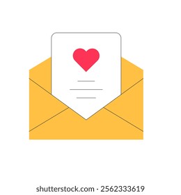 Love Letter In Envelope In Flat Vector Illustration Symbolizing Affection, Romance, And Communication, Isolated On White Background