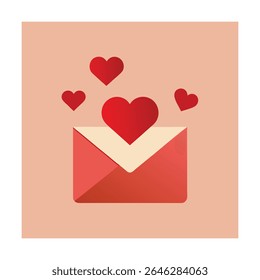 Love Letter Envelope with Floating Paper Hearts