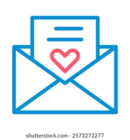 Love letter in envelope with heart. Concept of romance, valentine, and message.